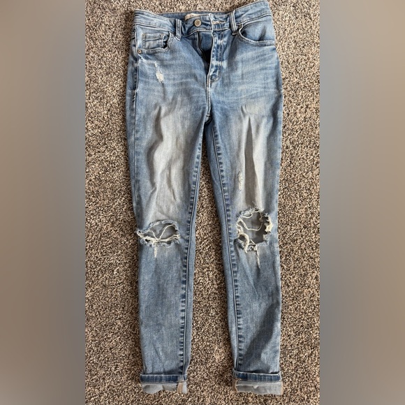 Eunina Women’s Light Blue Distressed Súper High Rise Skinny Jeans Size 25 - Picture 1 of 4